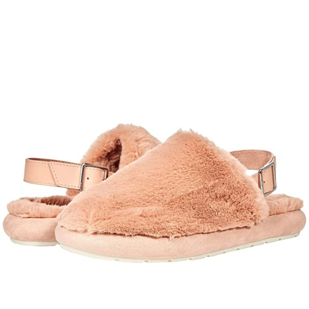 Marc Fisher LTD Zister Slipper Women's US 10 Taupe Faux Fur Slingback GAL1078